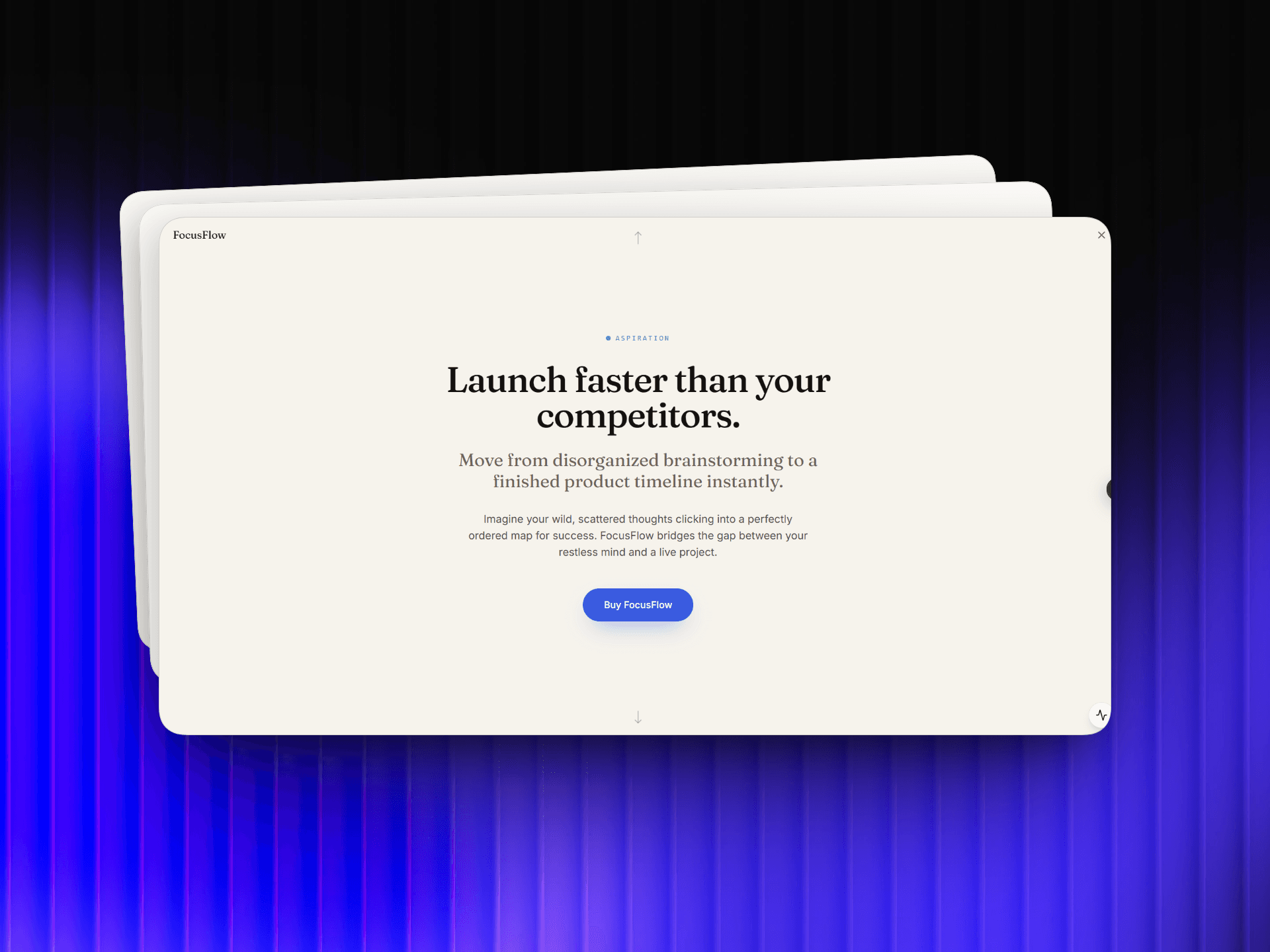 The Adaptive Conversion Feed prototype: a full-screen generated landing-page section beside a live research panel showing per-card behavioral metrics.